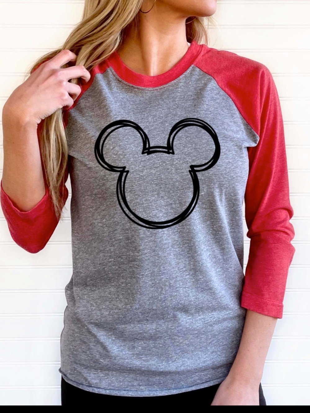Disney Mickey Outline Baseball T-Shirt